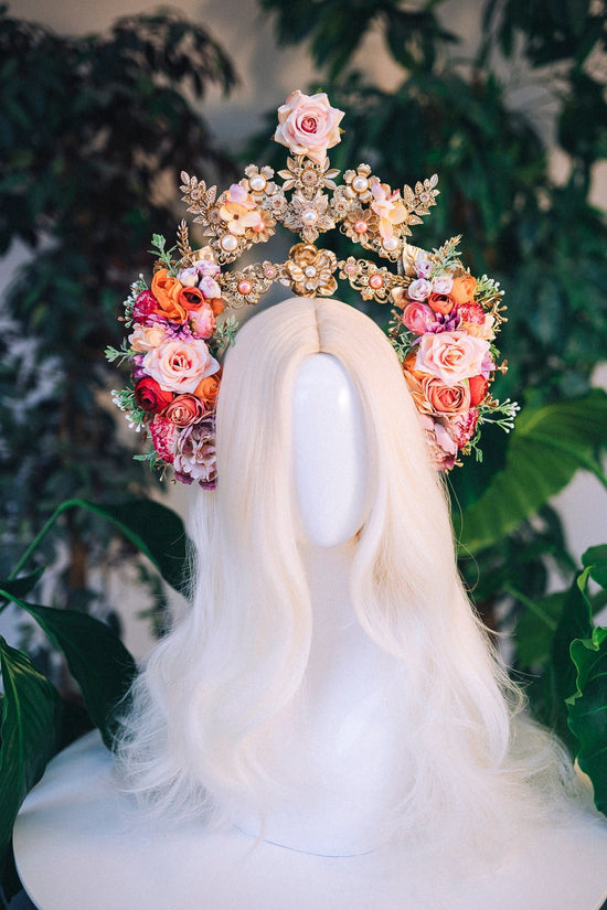 Flower Halo Crown Celestial Jewellery Moon Child Tiara Halo Headlights Festival Headpiece Pregnancy Maternity Photo Goddess Queen Spring