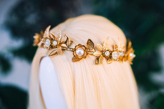 Elf Crown Moon Child Celestial Gold Tiara Festival Headpiece Fairy Crown Flower Crown Wedding Tiara Boho bride Flower Headband Boho Style