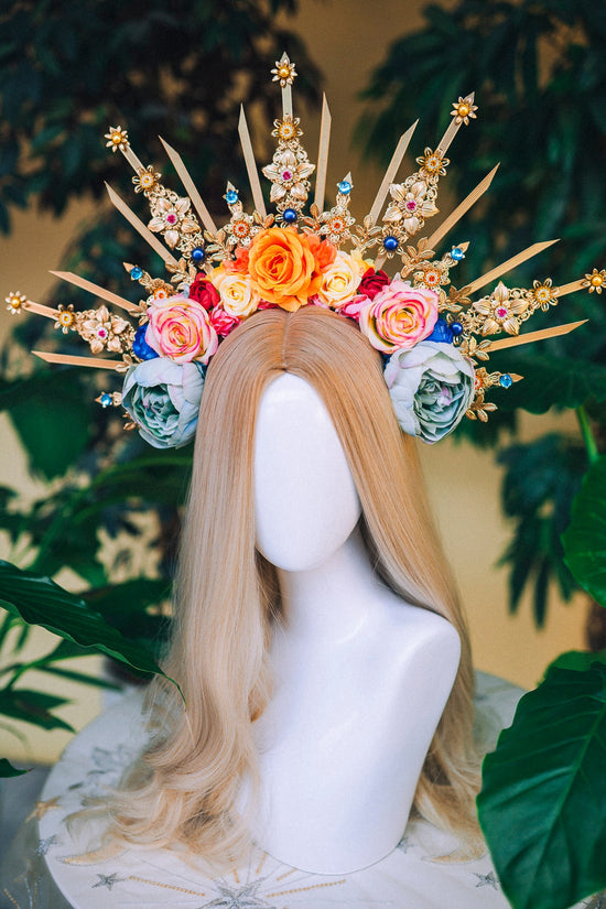 Flower Halo Celestial Jewellery Moon child Halo Headpiece Halo Crown Headlights Flower Crown Goddess Headpiece Maternity Photo Props Boho