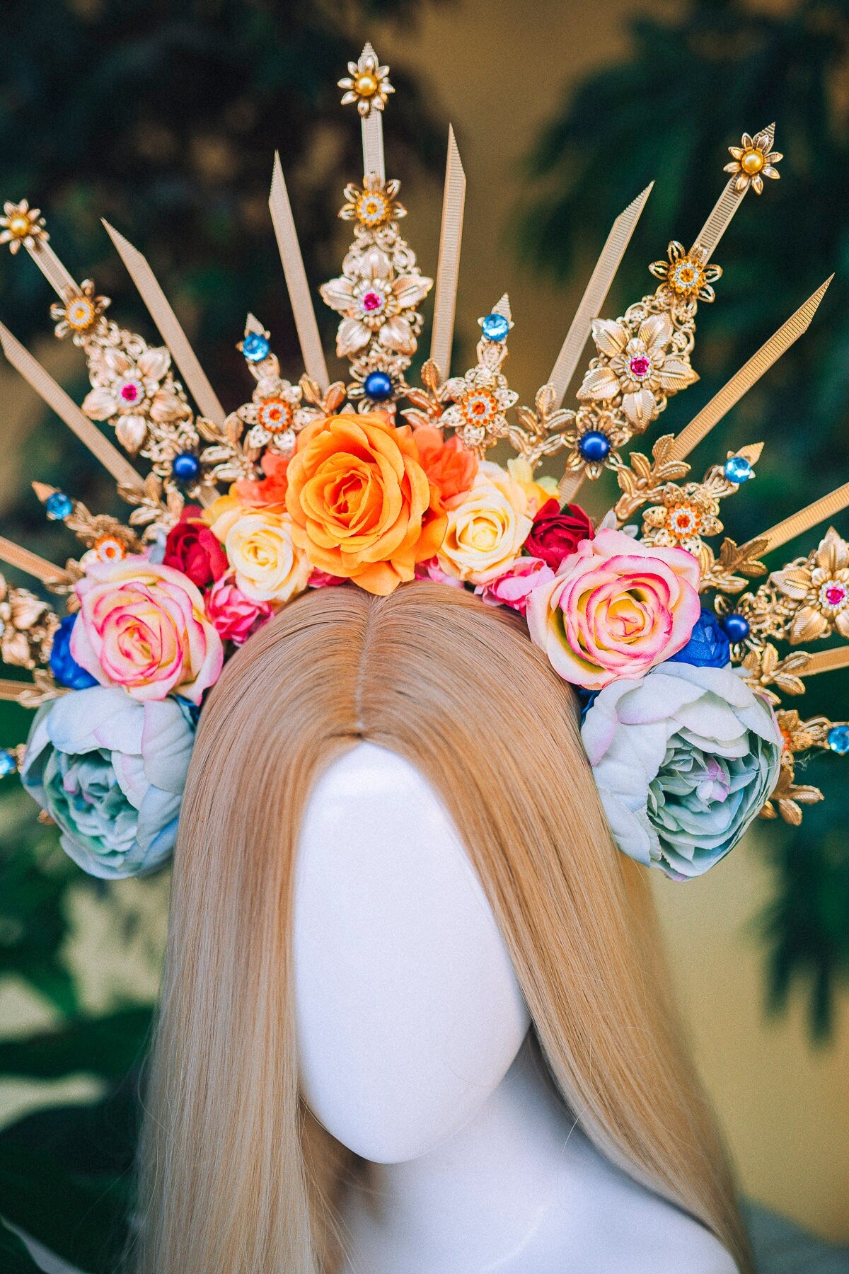 Flower Halo Celestial Jewellery Moon child Halo Headpiece Halo Crown Headlights Flower Crown Goddess Headpiece Maternity Photo Props Boho