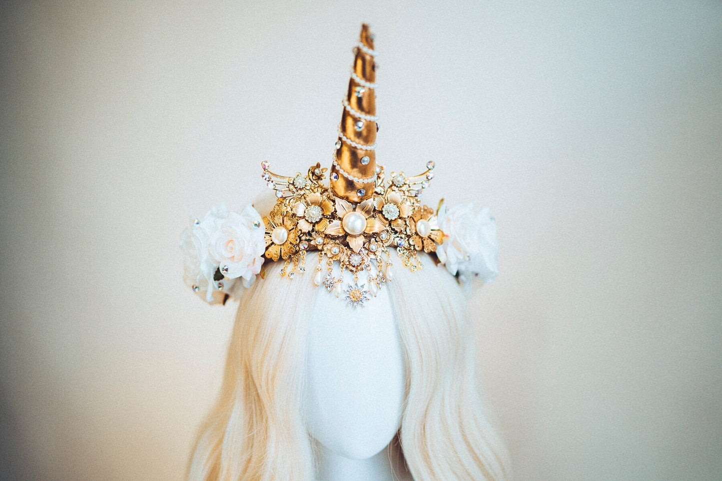 Unicorn Crown, Halloween Headband, Unicorn Costume, Birthday Headband, Headband, Headpiece, Tiara, Flower crown, Gold Tiara, Burning Man