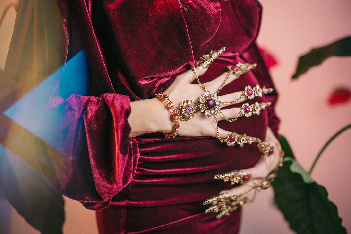 READY TO SHIP Gold Fingers Jewellery Romantic Gold Bracelet Nails Jewellery Maternity Photo Shoot Photo Props Pregnancy Photo Frida Kahlo