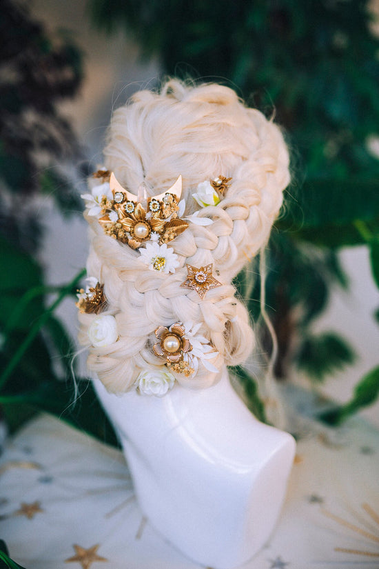 Boho Hairpins Flower Hair Comb Wedding Flowers Beige Flowers In Hair Boho Bride Dried Flower Crown Boho Chic Style Flower Hairpins