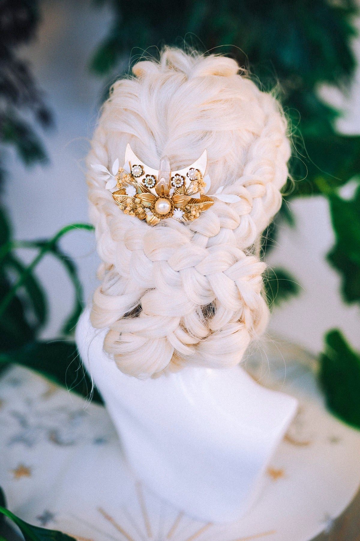 Moon Child Hair Comb Flower Hair Comb Wedding Flowers Beige Flowers In Hair Boho Bride Dried Flower Crown Boho Chic Style Flower Hairpins