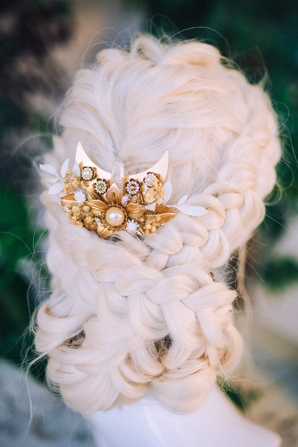 Moon Child Hair Comb Flower Hair Comb Wedding Flowers Beige Flowers In Hair Boho Bride Dried Flower Crown Boho Chic Style Flower Hairpins