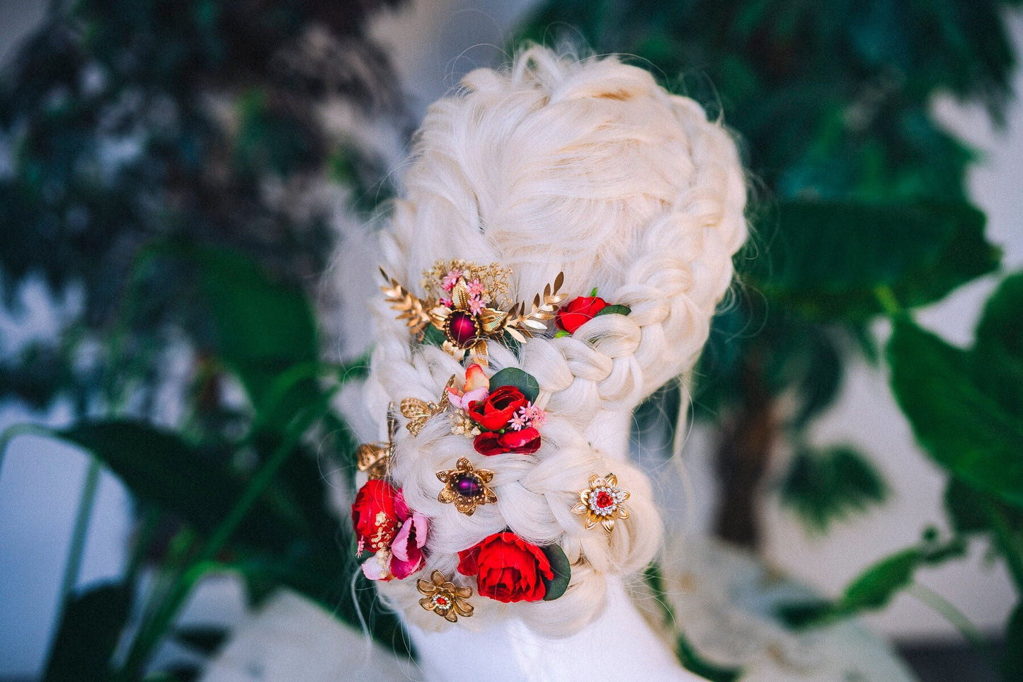 Boho Hairpins Flower Hair Comb Wedding Flowers Red Flowers In Hair Boho Bride Dried Flower Crown Boho Chic Style Flower Hairpins