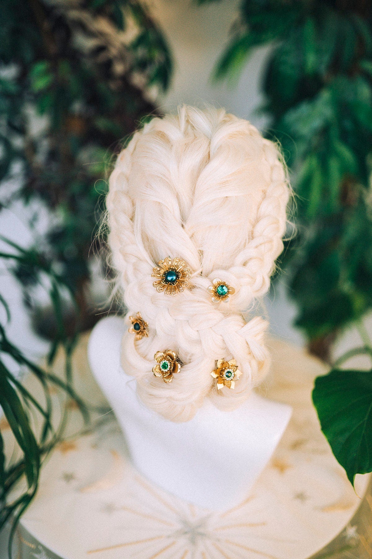 Boho Hairpins Flower Hair Comb Wedding Flowers Emerald Flowers In Hair Boho Bride Flower Crown Boho Chic Style Flower Hairpins Jewellery