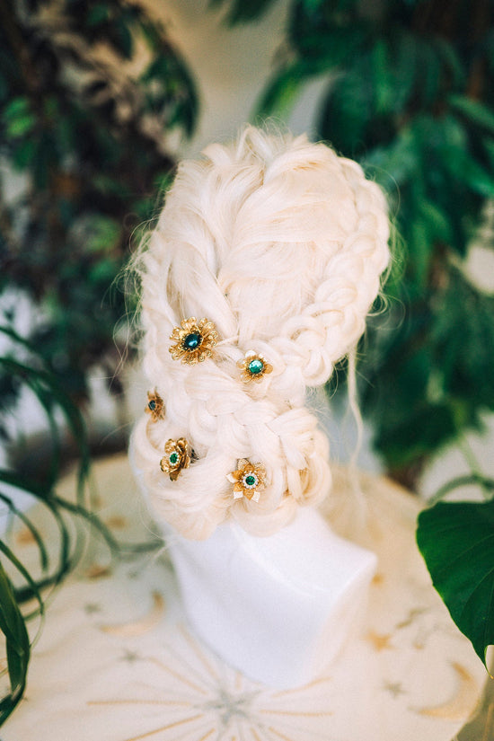 Boho Hairpins Flower Hair Comb Wedding Flowers Emerald Flowers In Hair Boho Bride Flower Crown Boho Chic Style Flower Hairpins Jewellery