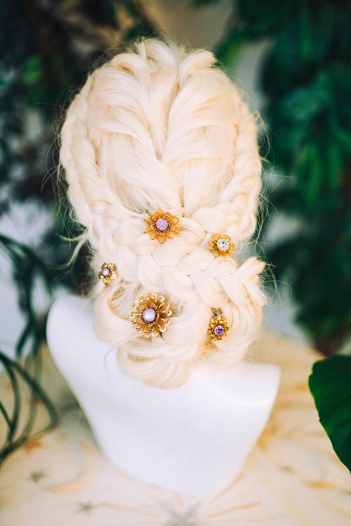 Boho Hairpins Flower Hair Comb Wedding Flowers Emerald Flowers In Hair Boho Bride Lavender Flower Crown Boho Chic Style Flower Hairpins