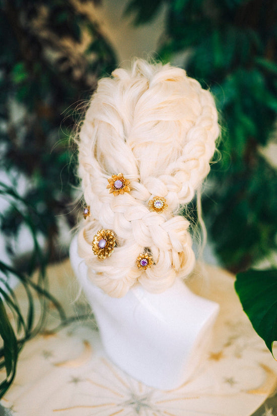 Boho Hairpins Flower Hair Comb Wedding Flowers Emerald Flowers In Hair Boho Bride Lavender Flower Crown Boho Chic Style Flower Hairpins