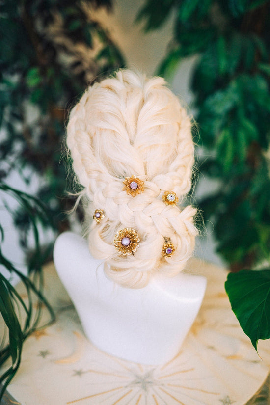 Boho Hairpins Flower Hair Comb Wedding Flowers Emerald Flowers In Hair Boho Bride Lavender Flower Crown Boho Chic Style Flower Hairpins