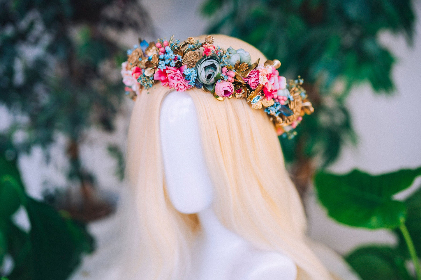 Flower crown Diadem Celestial jewellery Bridal headpiece Accessories Fairy Crown Gold Crown Crystal Crown Flower hair wreath Boho hair style