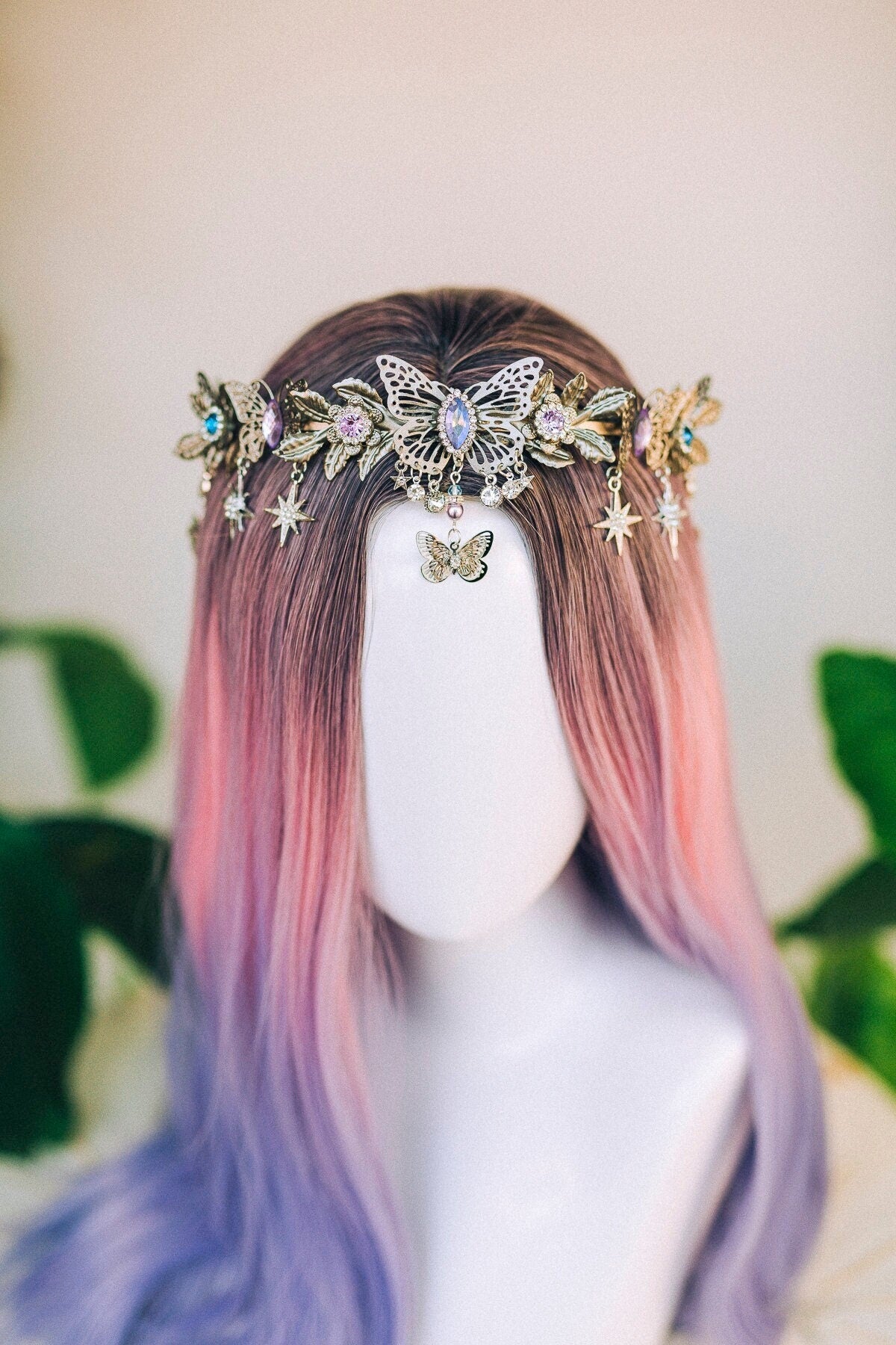 Silver Butterfly Tiara Silver crown Jewellery Accessories Flower crown Bridal headpiece Halloween Fairy crown Elf tiara Diadem Burning man