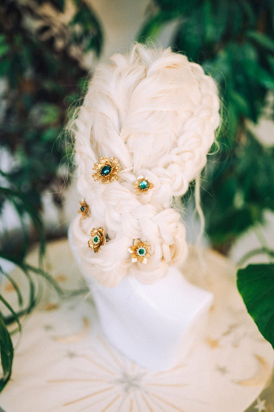 Boho Hairpins Flower Hair Comb Wedding Flowers Emerald Flowers In Hair Boho Bride Flower Crown Boho Chic Style Flower Hairpins Jewellery