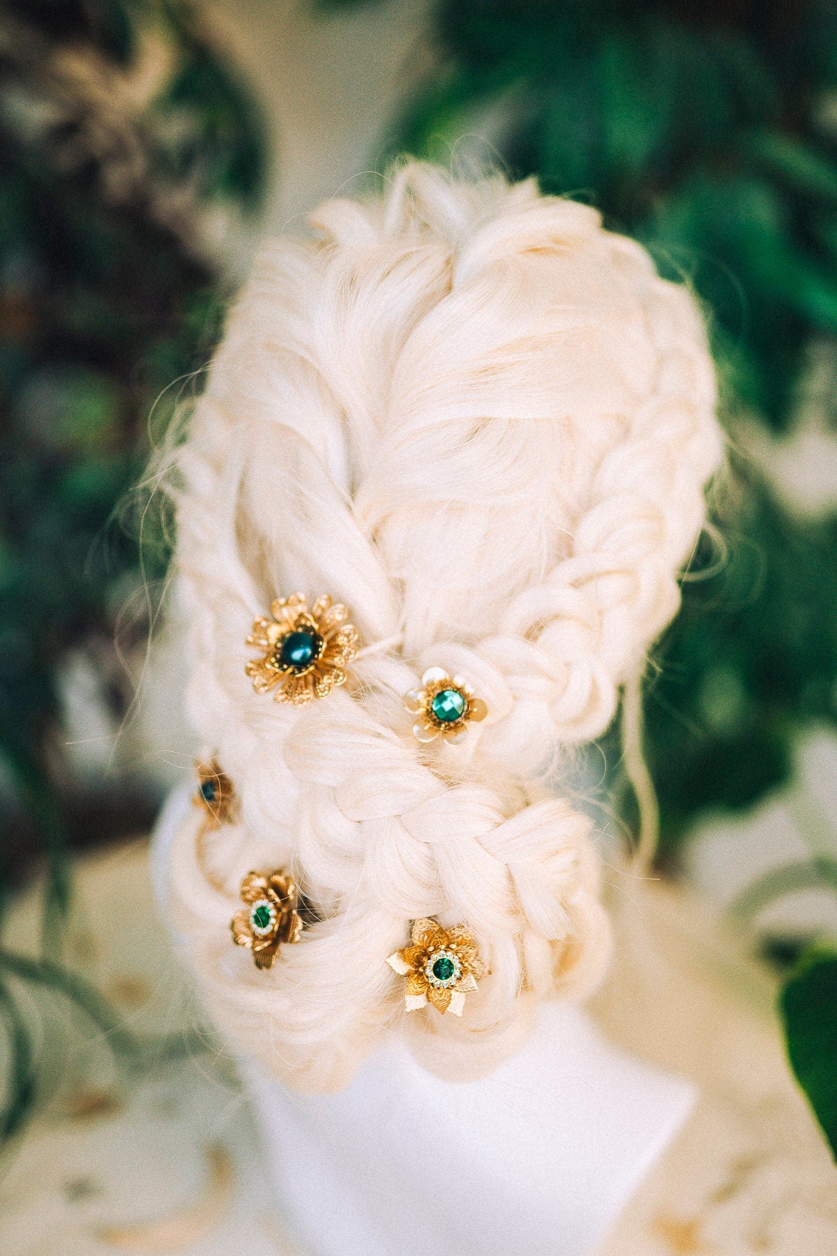 Boho Hairpins Flower Hair Comb Wedding Flowers Emerald Flowers In Hair Boho Bride Flower Crown Boho Chic Style Flower Hairpins Jewellery