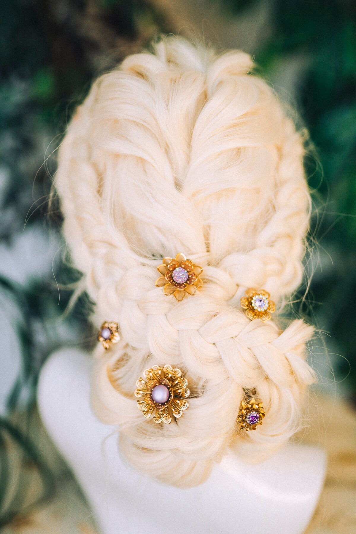 Boho Hairpins Flower Hair Comb Wedding Flowers Emerald Flowers In Hair Boho Bride Lavender Flower Crown Boho Chic Style Flower Hairpins