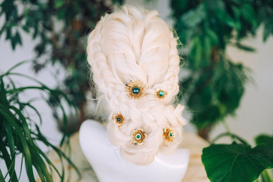 Boho Hairpins Flower Hair Comb Wedding Flowers Emerald Flowers In Hair Boho Bride Flower Crown Boho Chic Style Flower Hairpins Jewellery