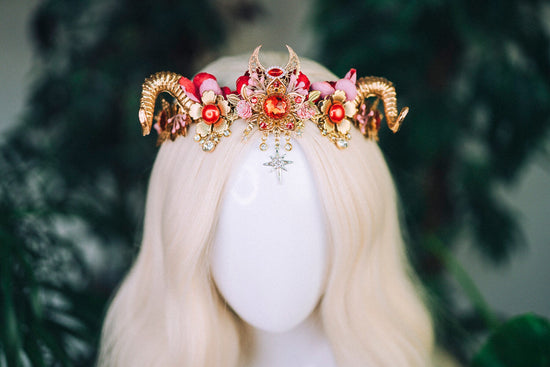 Aries Crown Zodiac Signs jewellery Fairy crown Gold horns Headpiece Gold tiara Birthday crown Flower crown Burning Man Halloween Accessories