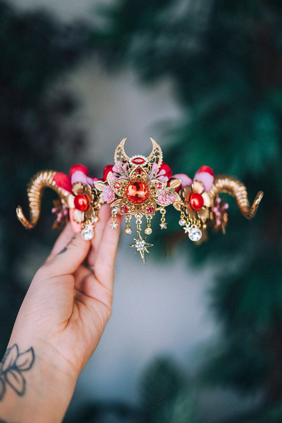 Aries Crown Zodiac Signs jewellery Fairy crown Gold horns Headpiece Gold tiara Birthday crown Flower crown Burning Man Halloween Accessories