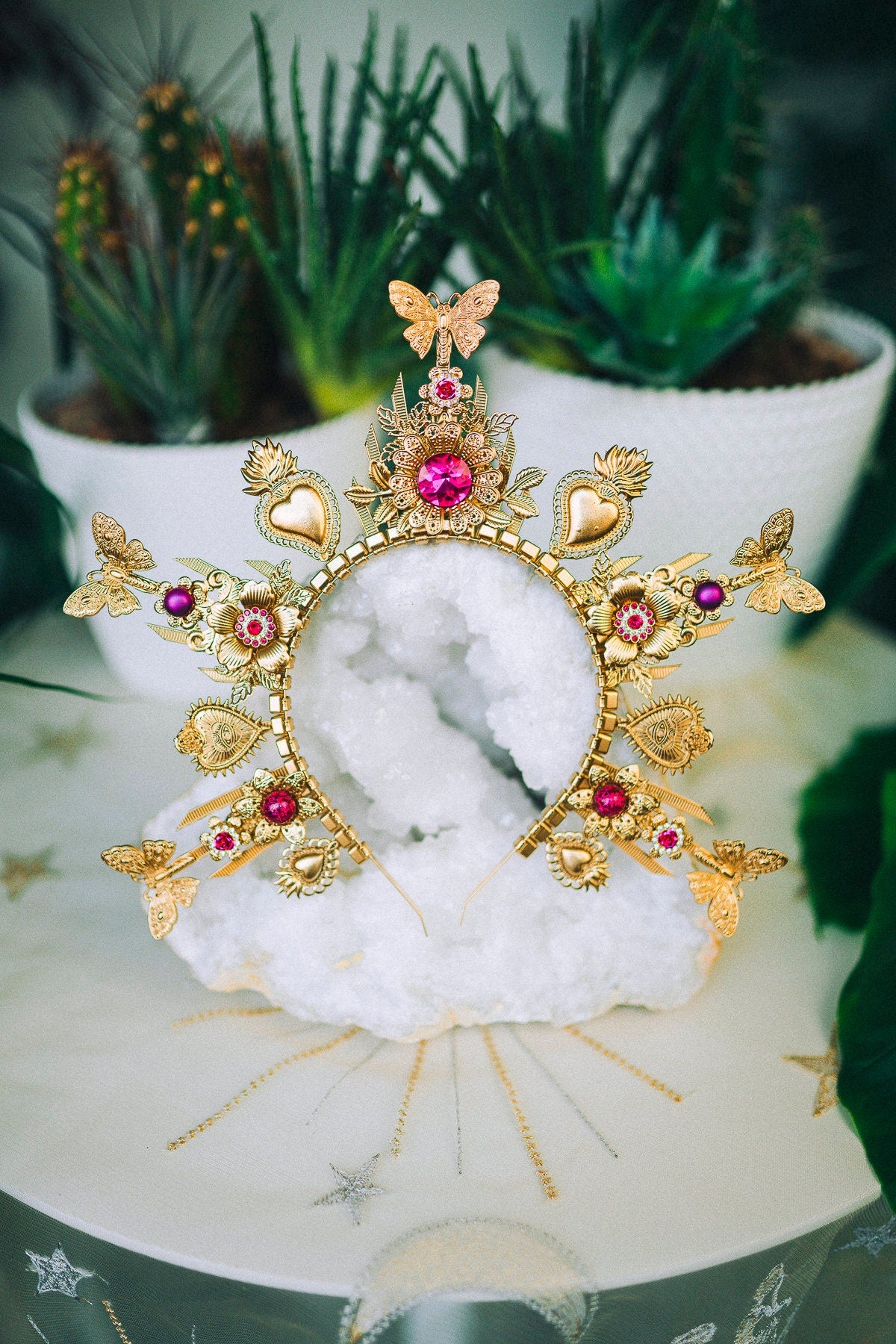 Halo Gold crown Jewellery Flower crown Bridal headpiece Celestial jewellery Krone Crown Headdress Frida Kahlo Wedding crown Halloween Boho