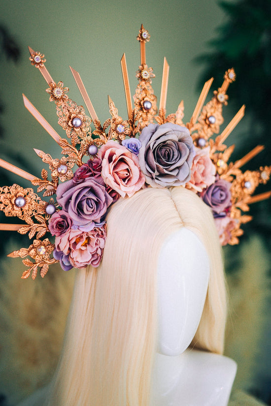 Rose gold crown, Rose gold tiara, Halo Crown, Headband, Headpiece, Fairy crown, Butterfly crown, Flower crown, Flower headpiece, Boho