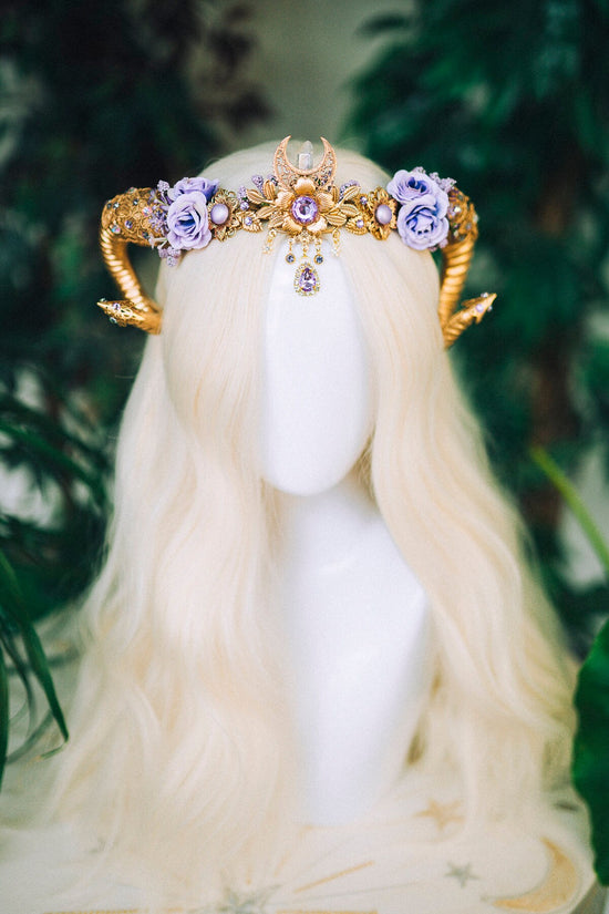 Aries Crown Zodiac Signs jewellery Fairy crown Gold horns Headpiece Gold tiara Birthday crown Flower crown Burning Man Halloween Accessories