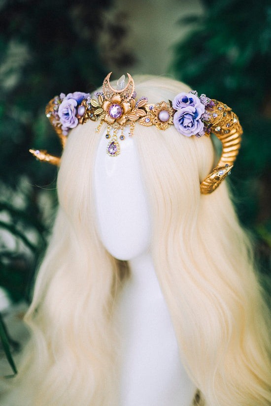 Aries Crown Zodiac Signs jewellery Fairy crown Gold horns Headpiece Gold tiara Birthday crown Flower crown Burning Man Halloween Accessories