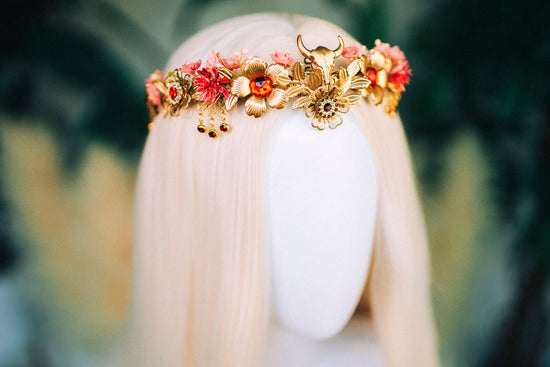 Taurus crown Zodiac Signs Zodiac jewellery Signs Taurus Zodiac Crown Headband Headpiece Tiara Diadem Accessories Flower crown Halloween