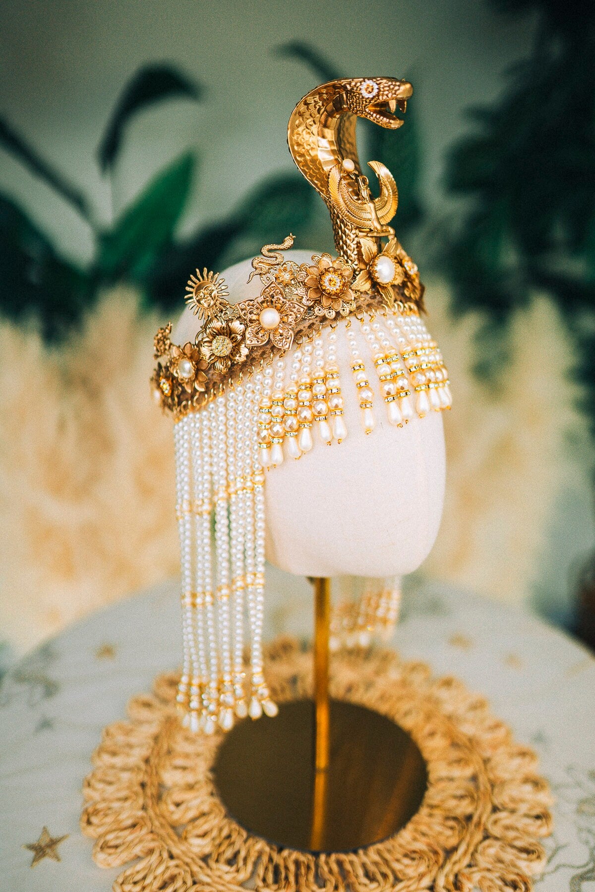 Cleopatra Crown, Gold cobra headpiece, Halloween costume, Cleopatra costume, Cleopatra headpiece, Gold goddess crown