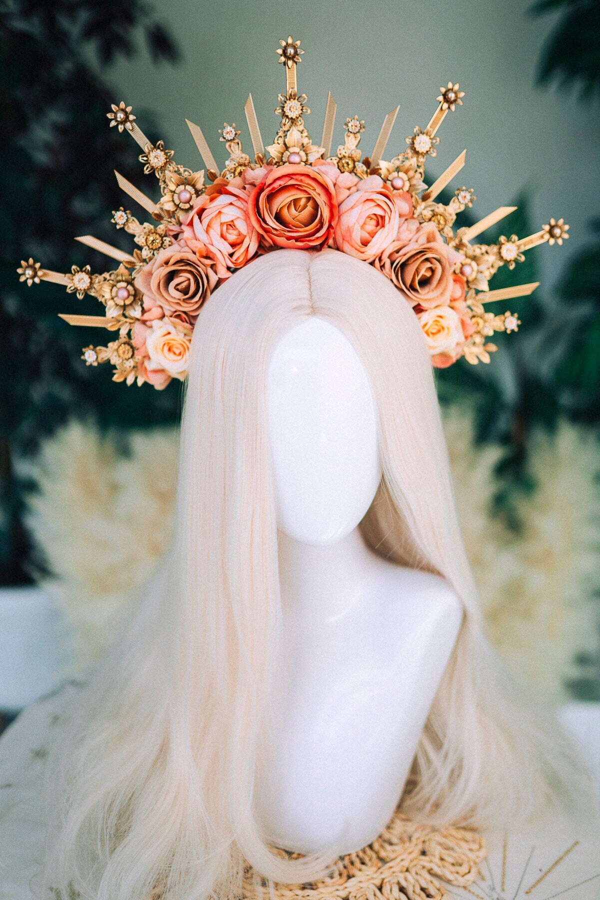 Flower crown Halo headband Celestial Jewellery Goddess crown Nude flower crown Halo headband Bridal crown Bridal headpiece Wedding crown