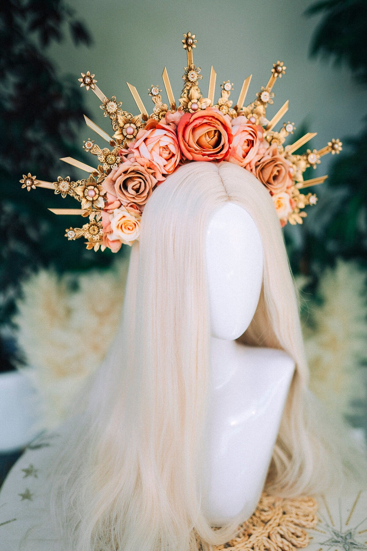 Flower crown Halo headband Celestial Jewellery Goddess crown Nude flower crown Halo headband Bridal crown Bridal headpiece Wedding crown