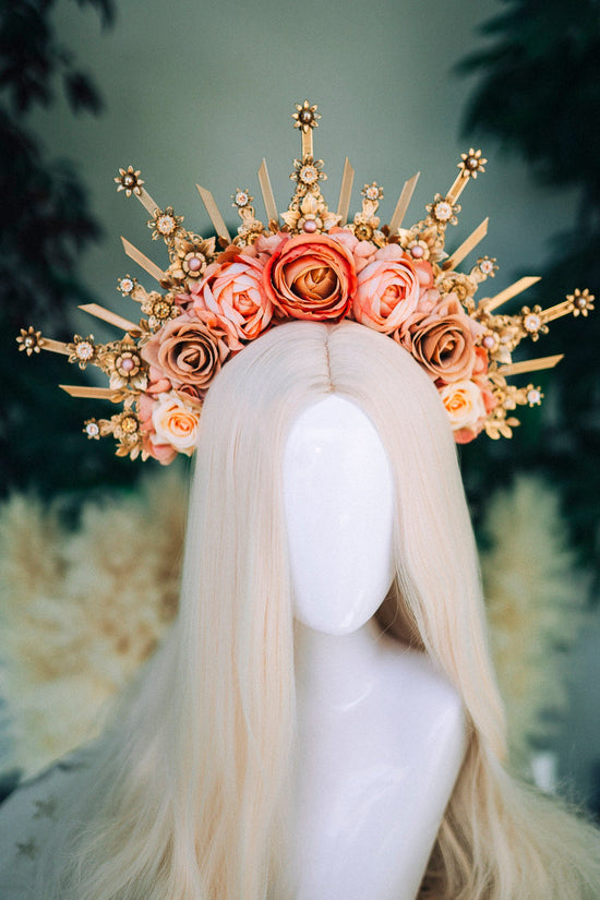 Flower crown Halo headband Celestial Jewellery Goddess crown Nude flower crown Halo headband Bridal crown Bridal headpiece Wedding crown