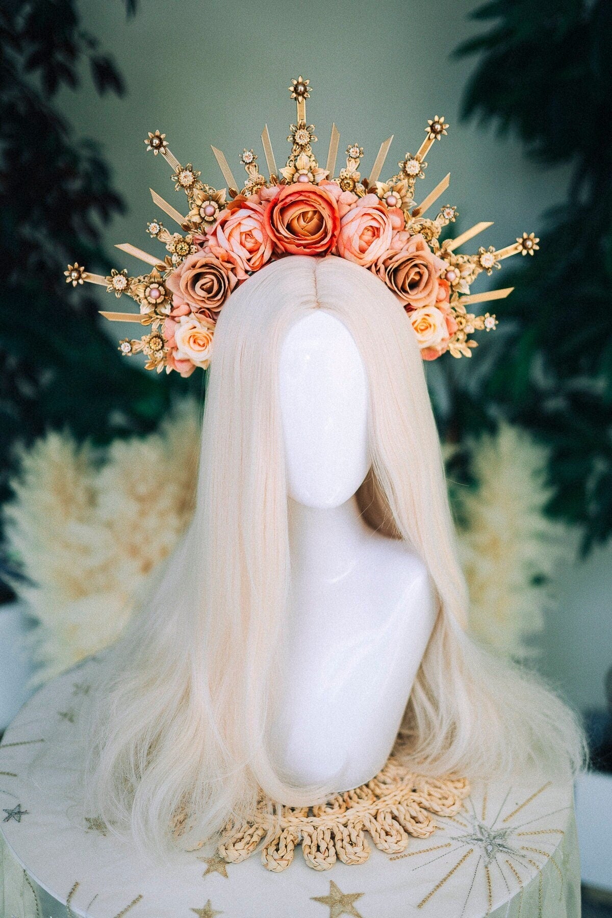 Flower crown Halo headband Celestial Jewellery Goddess crown Nude flower crown Halo headband Bridal crown Bridal headpiece Wedding crown