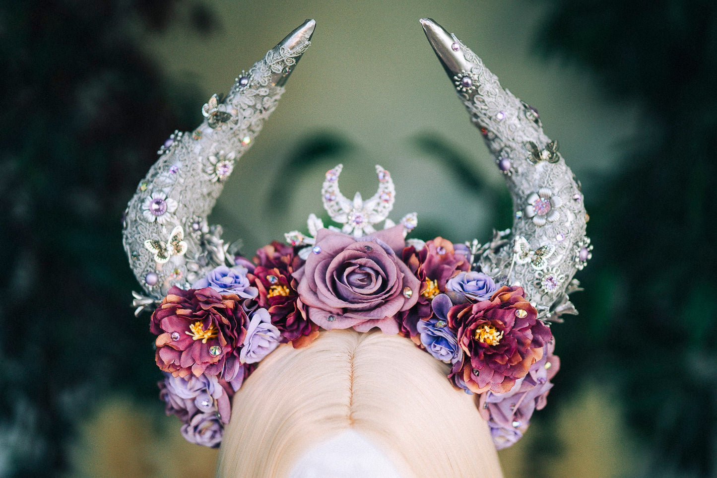 Taurus crown Zodiac signs Jewellery Flower crown Headpiece Burning man Halloween Purple flower crown Zodiac jewelry Festival crown Silver