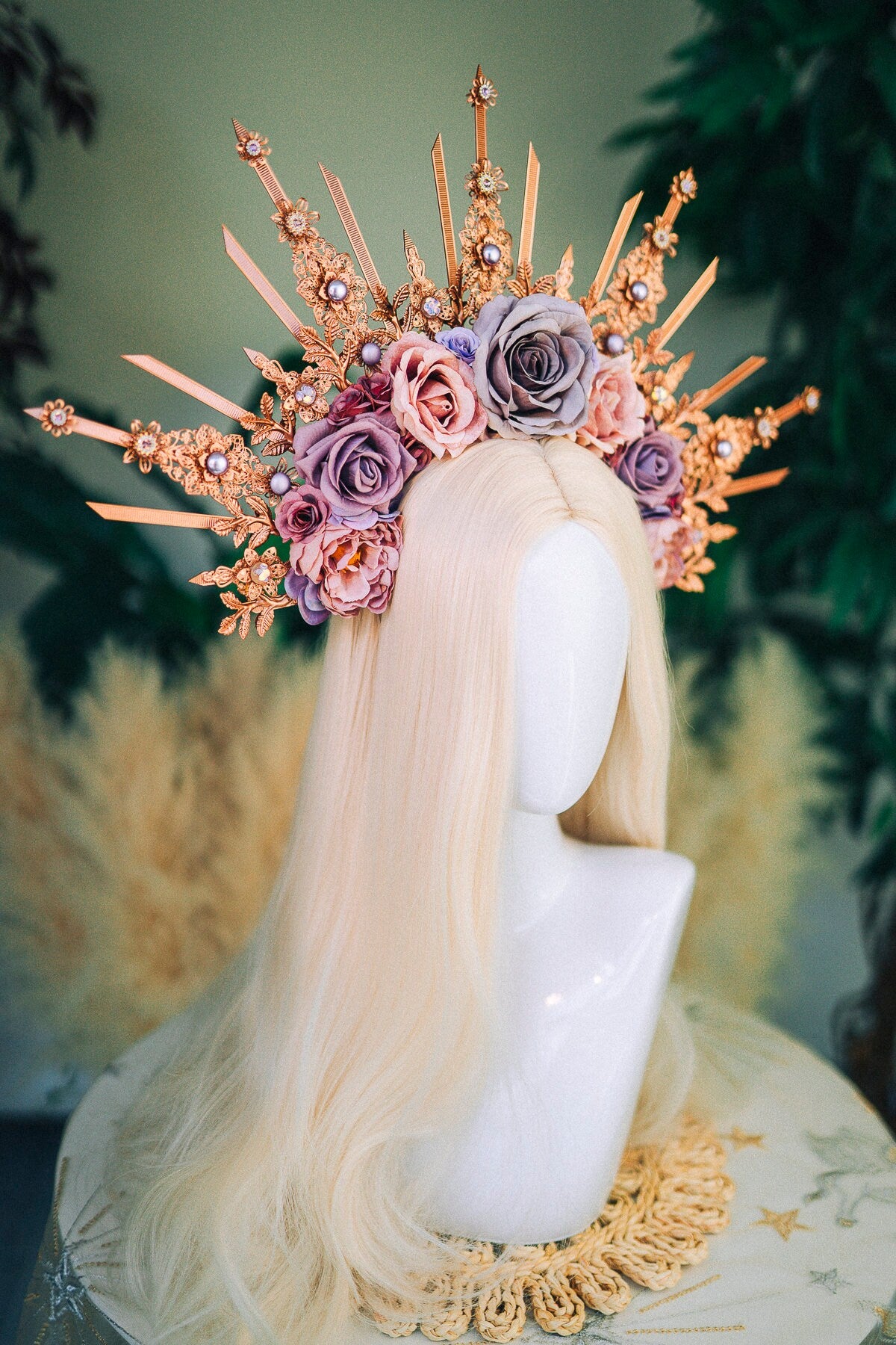 Rose gold crown, Rose gold tiara, Halo Crown, Headband, Headpiece, Fairy crown, Butterfly crown, Flower crown, Flower headpiece, Boho