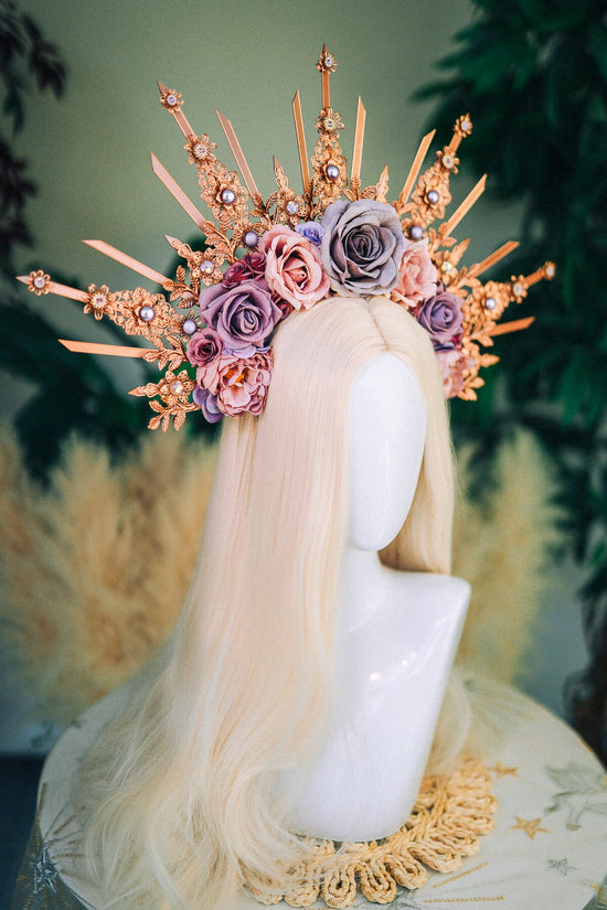 Rose gold crown, Rose gold tiara, Halo Crown, Headband, Headpiece, Fairy crown, Butterfly crown, Flower crown, Flower headpiece, Boho