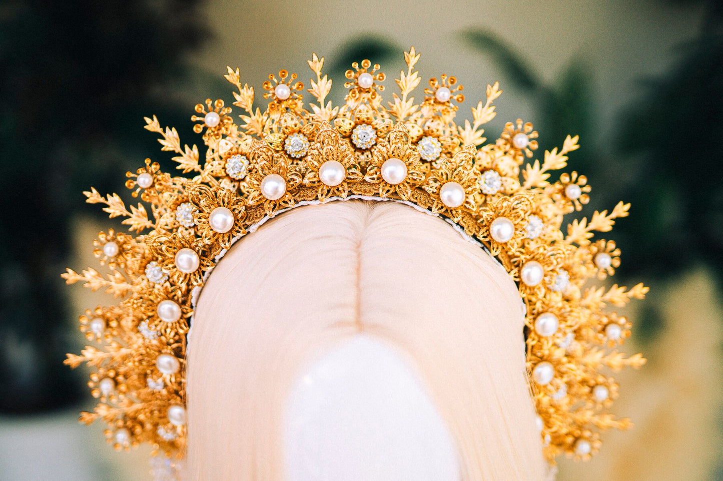 Gold halo crown Festival headpiece Wedding Tiara Bridal headpiece Flower crown Halo headband Jewellery Halloween Accessories Fairy crown