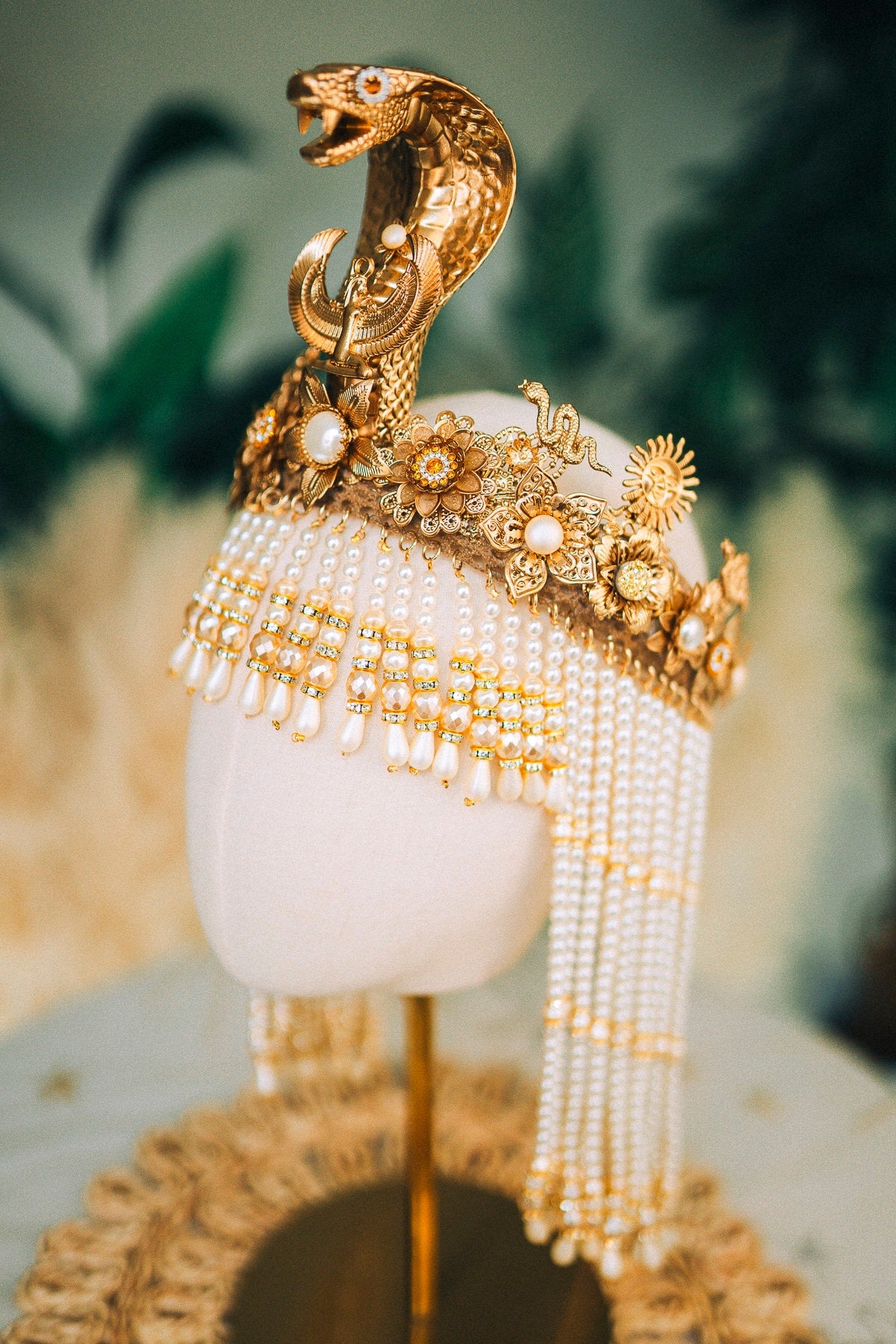 Cleopatra Crown, Gold cobra headpiece, Halloween costume, Cleopatra costume, Cleopatra headpiece, Gold goddess crown