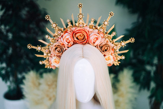 Flower crown Halo headband Celestial Jewellery Goddess crown Nude flower crown Halo headband Bridal crown Bridal headpiece Wedding crown