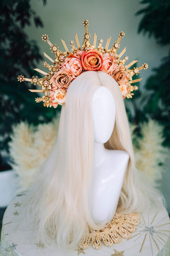 Flower crown Halo headband Celestial Jewellery Goddess crown Nude flower crown Halo headband Bridal crown Bridal headpiece Wedding crown