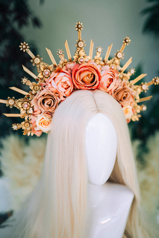 Flower crown Halo headband Celestial Jewellery Goddess crown Nude flower crown Halo headband Bridal crown Bridal headpiece Wedding crown