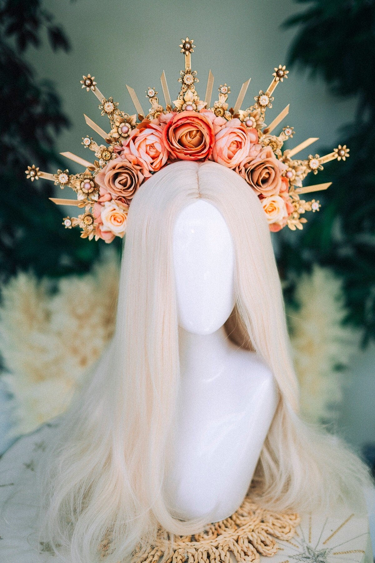 Flower crown Halo headband Celestial Jewellery Goddess crown Nude flower crown Halo headband Bridal crown Bridal headpiece Wedding crown