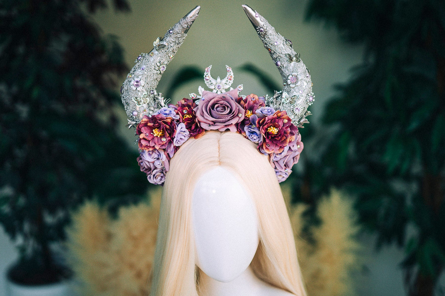 Taurus crown Zodiac signs Jewellery Flower crown Headpiece Burning man Halloween Purple flower crown Zodiac jewelry Festival crown Silver