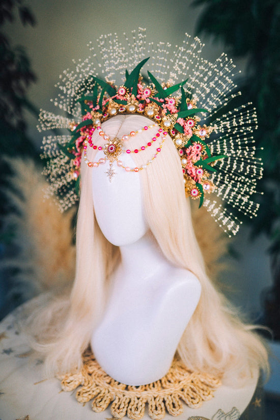 SALE Flower crown Pearl Headpiece Flower Headband Carnival Masquerade Festival crown Rave outfit Etno headpiece Burning man Bridal headpiece