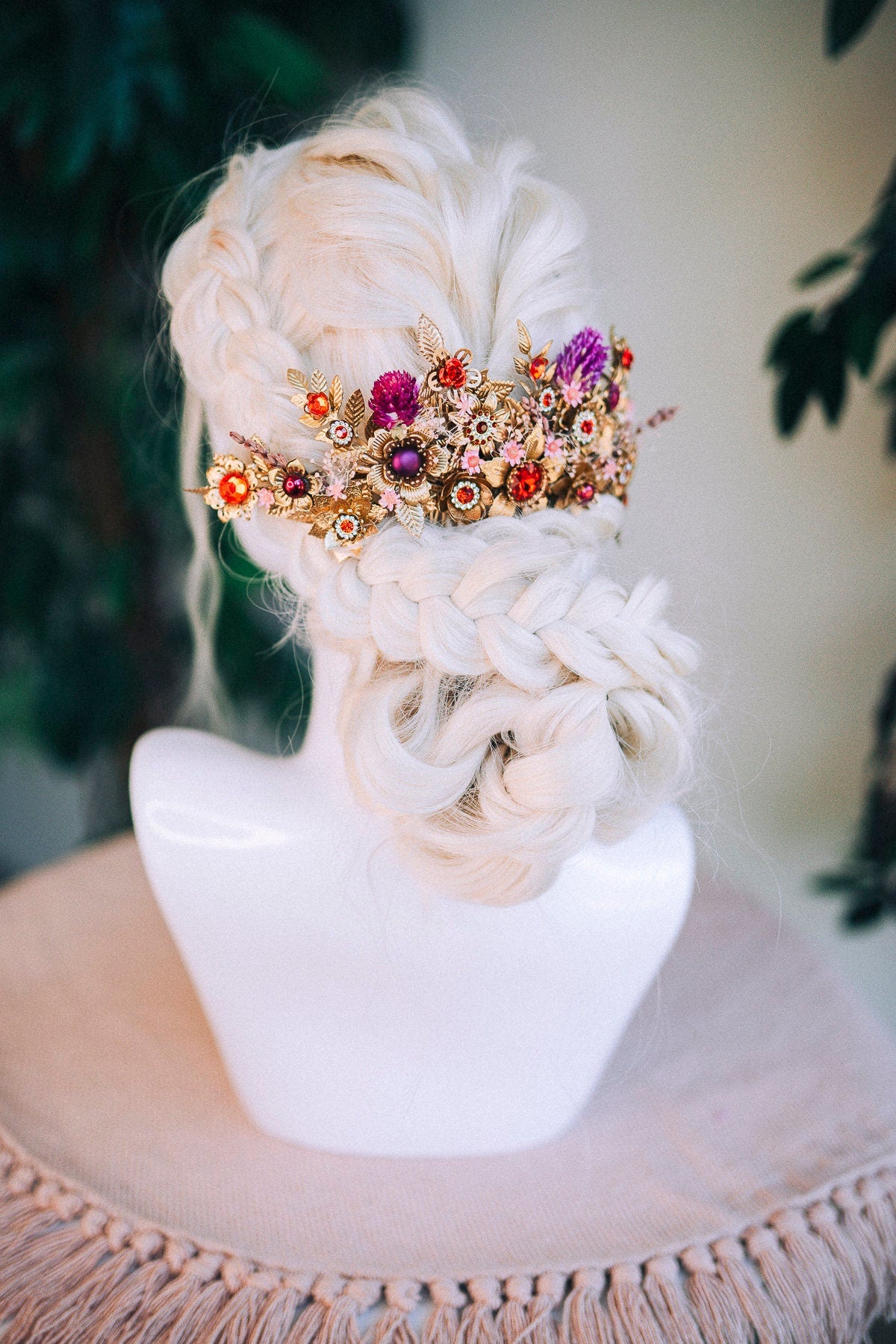 Dried flowers hair comb, Red flower hair comb, Bridal headpiece, Wedding headpiece, Hair accessories, Dried flowers, Boho hair style jewelry