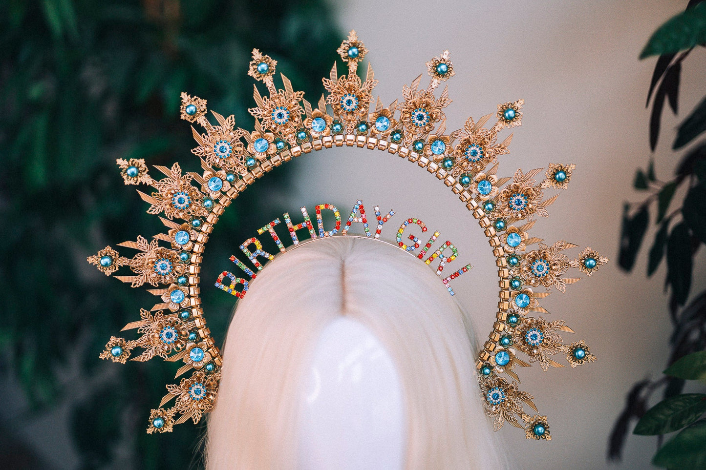 Birthday crown, Birthday headband, Birthday girl, Birthday party, Gold halo crown, Gold crown, Halo headpiece, Goddess crown, Princess