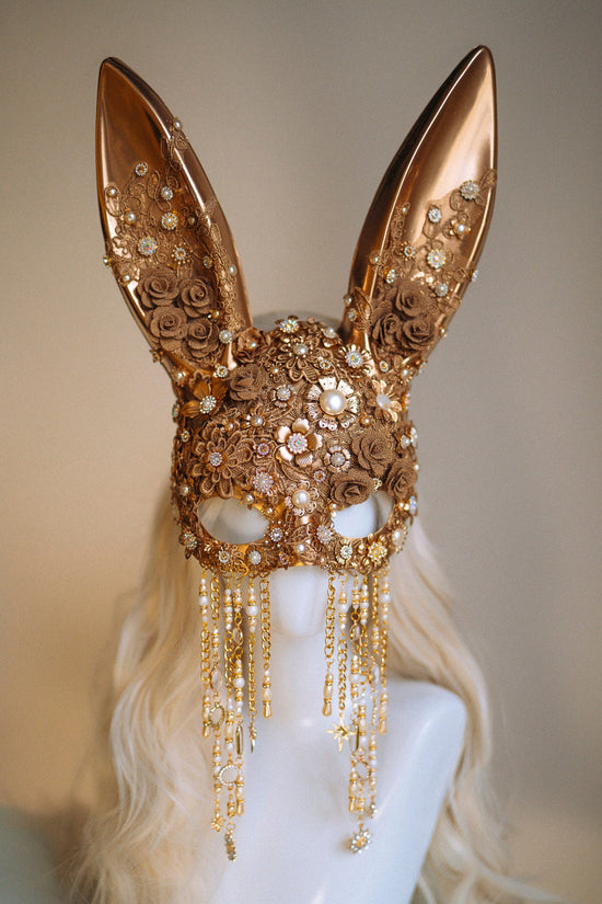 Gold bunny mask, Halloween Costume, Rabbit costume, Play boy, Mask, Masque, Carnival, Mardi gras, Cosplay, Halloween, Burning man