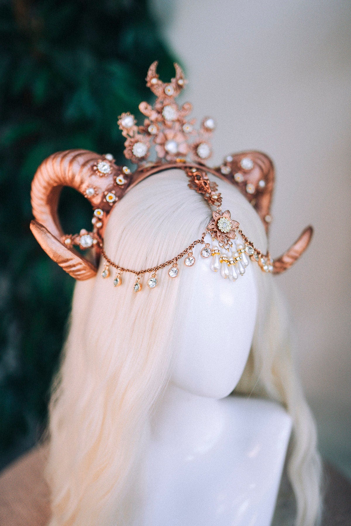 Rose gold Aries crown, Aries Zodiac Signs, Zodiac jewellery, Aries crown, Horns crown, Gold crown, Gold halo crown, Burning man, Halloween