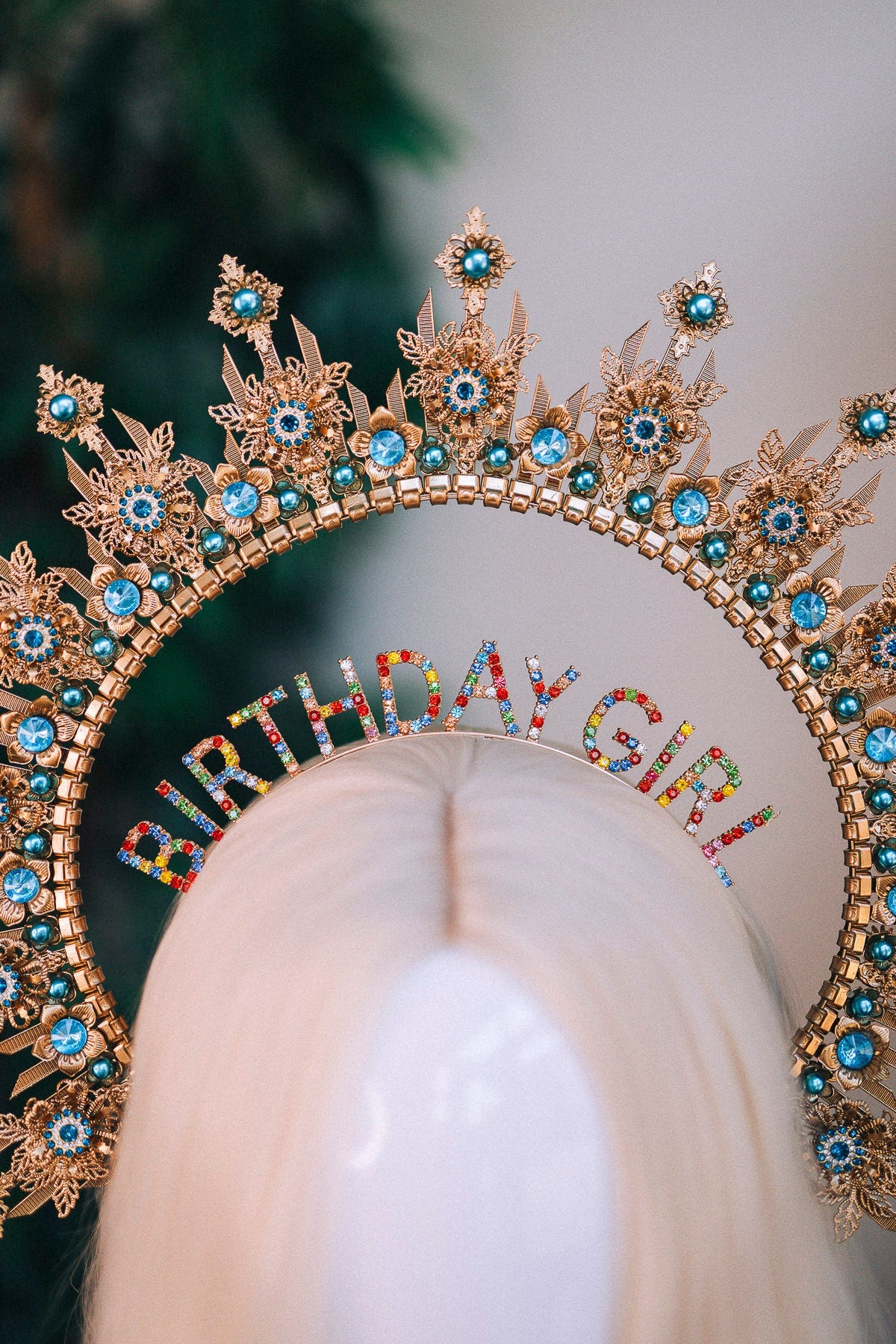 Birthday crown, Birthday headband, Birthday girl, Birthday party, Gold halo crown, Gold crown, Halo headpiece, Goddess crown, Princess