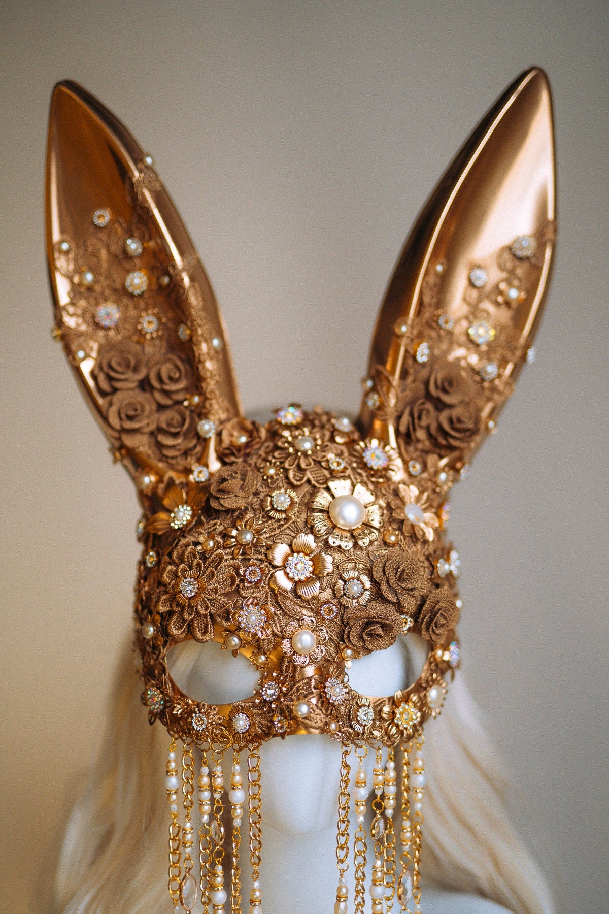 Gold bunny mask, Halloween Costume, Rabbit costume, Play boy, Mask, Masque, Carnival, Mardi gras, Cosplay, Halloween, Burning man